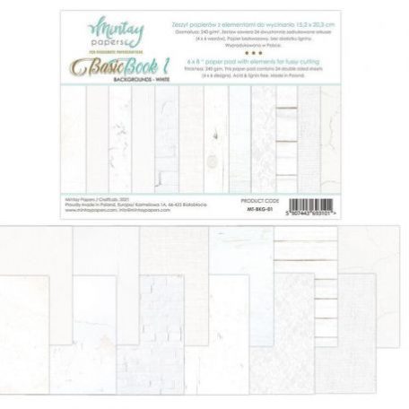 Papírkészlet 6x8, Mintay Basic Book 1 / Kivágóív - Background White (24 lap)