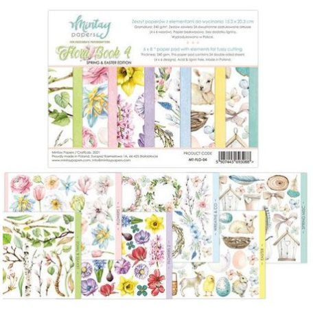 Papírkészlet 6x8, Mintay Flora Book 4 / Kivágóív - Spring & Easter Edition (24 lap)