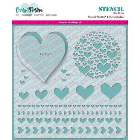 Stencil 16*16 cm, Hearts / CD Stencil -  (1 csomag)