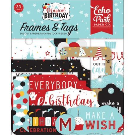 Papírmotívum / Kivágat , Echo Park Magical Birthday Boy / Ephemera - Frames & Tags (1 csomag)