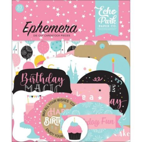 Papírmotívum / Kivágat , Echo Park Magical Birthday Girl / Ephemera -  (1 csomag)