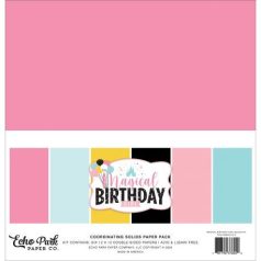   Papírkészlet 12", Echo Park Magical Birthday Girl / Solids Kit - Alapkarton (1 csomag)