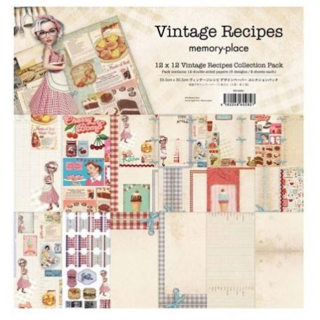 Papírkészlet 12", Memory Place Paper Pack  / Vintage Recipes -  (12 lap)