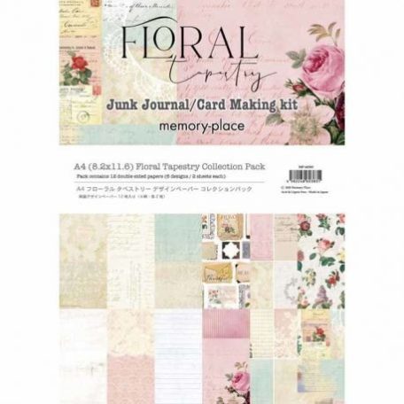 Papírkészlet A4, Memory Place Paper Pack  / Floral Tapestry -  (12 lap)