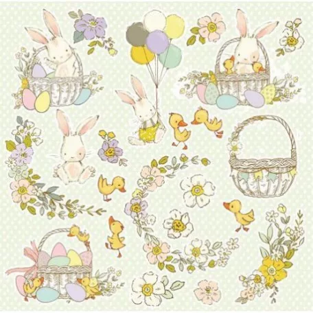 Scrapbook papír / Kivágatok 12x12, Craft&You Paper / Hopping Bunnies -  (1 ív)
