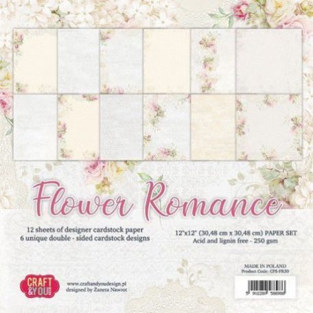 Papírkészlet 12x12, Craft&You Paper Set / Flower Romance -  (12 lap)