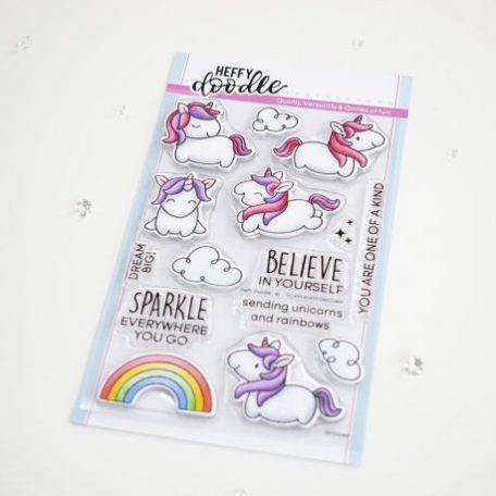 Szilikonbélyegző , Heffy Doodle Clear Stamps / Fluffy Puffy Unicorns  -  (1 csomag)