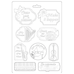   Stamperia Passion Music and Tag  Öntőforma A4 Soft Mould (1 db)