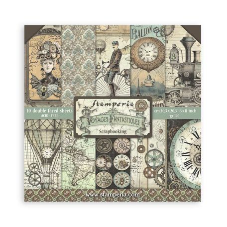 Stamperia Papírkészlet 8"(20 cm) - Voyages Fantastiques - Paper Pack (10 ív)