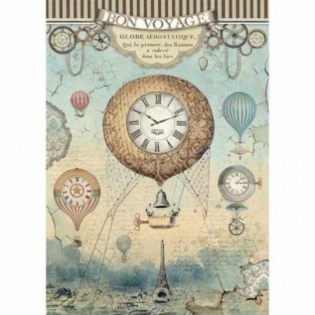 Rizspapír A4, Stamperia Rice Paper / Voyages Fantastiques balloon -  (1 lap)