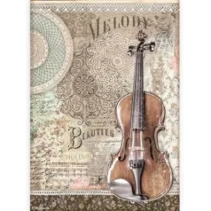   Rizspapír A4, Stamperia Rice Paper / Passion violin -  (1 lap)
