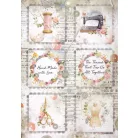 Stamperia Rizspapír A4 - Romantic Threads mini cards - Rice Paper (1 ív)
