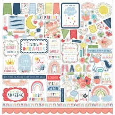   Matrica 12", Echo Park Little Dreamer Girl / Element Sticker -  (1 ív)