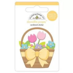   3D díszítőelem , Doodlebug Design / Flower Basket - Doodle-Pops 3D Stickers (1 csomag)