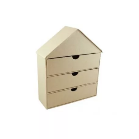 Fiókos doboz , Papier-Mache Box / House (1 db)