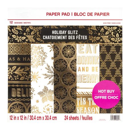 Papírkészlet 12", Craft Smith Paper Pad / Holiday Glitz -  (48 lap)