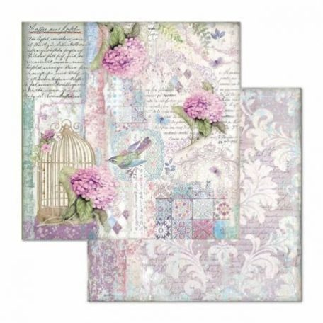 Scrapbook papír , Stamperia Paper Sheets / Cage and birds - Hortensia (1 lap)