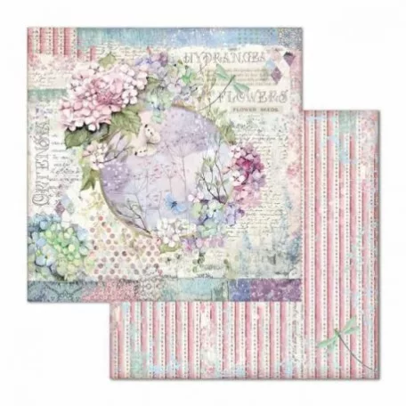 Scrapbook papír , Stamperia Paper Sheets / Garland - Hortensia (1 lap)