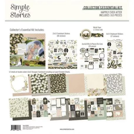 Papírkészlet 12", Simple Stories Happily Ever After / Collector's Essential Kit -  (1 csomag)