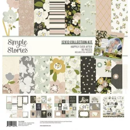 Papírkészlet 12", Simple Stories Happily Ever After / Collection Kit  -  (1 csomag)