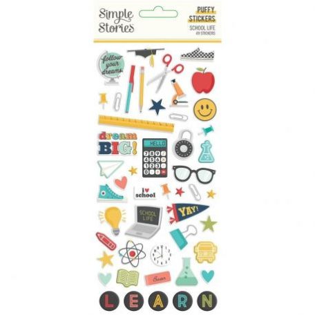 Pufi matrica , Simple Stories School Life / Puffy Stickers -  (1 ív)