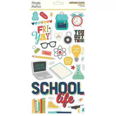 Chipboard matrica 6X12", Simple Stories School Life / Chipboard -  (1 csomag)