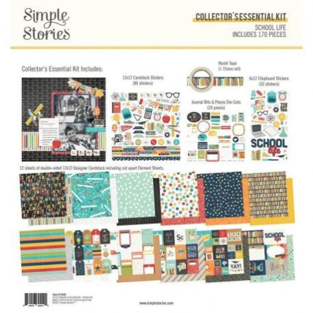 Papírkészlet 12", Simple Stories School Life / Collector's Essential Kit -  (1 csomag)