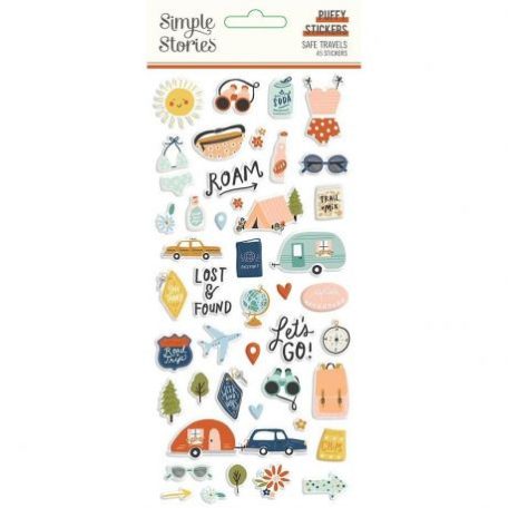 Pufi matrica , Simple Stories Safe Travels / Puffy Stickers -  (1 ív)