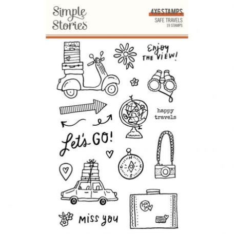 Szilikonbélyegző , Simple Stories Safe Travels / Clear Stamps -  (1 csomag)