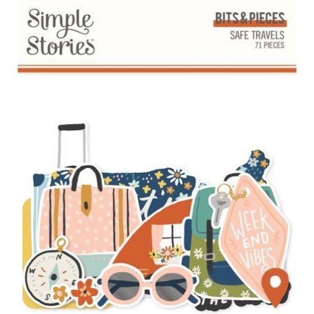 Papírmotívum / Kivágat , Simple Stories Safe Travels / Bits & Pieces -  (1 csomag)