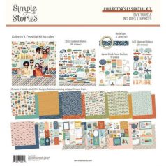   Papírkészlet 12", Simple Stories Safe Travels / Collector's Essential Kit -  (1 csomag)