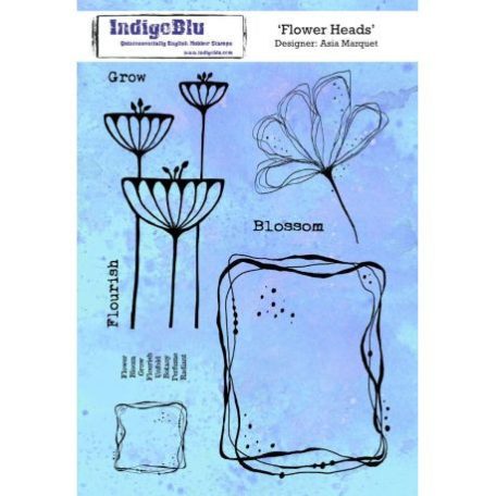 Gumibélyegző A5, IndigoBlu Rubber Stamps / Flowers Heads -  (1 csomag)