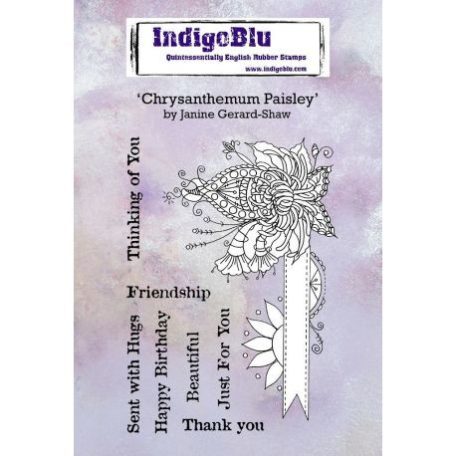 Gumibélyegző A6, IndigoBlu Rubber Stamps / Chrysanthemum Paisley -  (1 csomag)