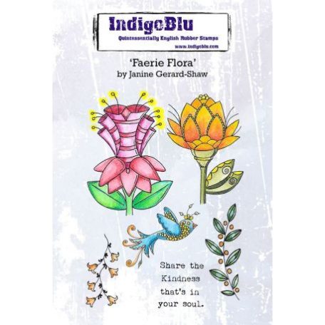 Gumibélyegző A6, IndigoBlu Rubber Stamps / Faerie Flora -  (1 csomag)
