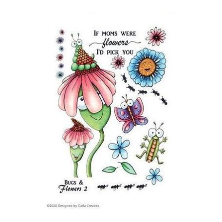 Szilikonbélyegző A6 Bugs & flowers 2 / CE Clear Stamps - Carla Creaties (1 csomag)