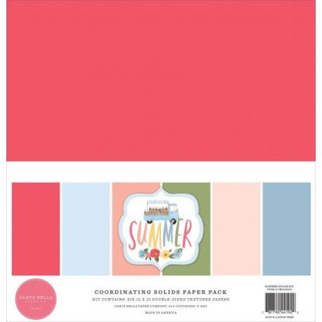 Papírkészlet 12", Carta Bella Summer / Solids Kit - Alapkarton (1 csomag)