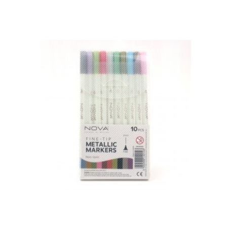 Metál filctoll készlet , Nova Metallic Markers / Fine-Tip -  (10 db)