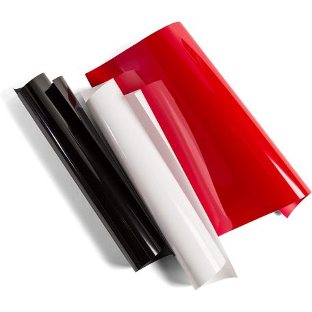Cricut vasalható fólia készlet 30*30 cm - Fekete, Fehér és Piros - Elegance Sampler - Everyday Iron-On (3 ív)