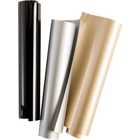 Cricut vasalható fólia készlet 30*30 cm - Arany, Ezüst és Fekete - Classics Sampler - Everyday Iron-On (3 ív)