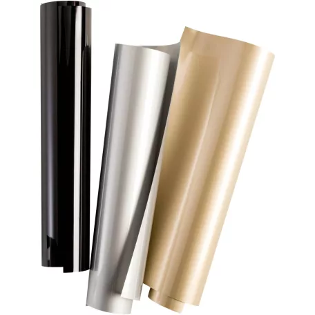 Cricut vasalható fólia készlet 30*30 cm - Arany, Ezüst és Fekete - Classics Sampler - Everyday Iron-On (3 ív)