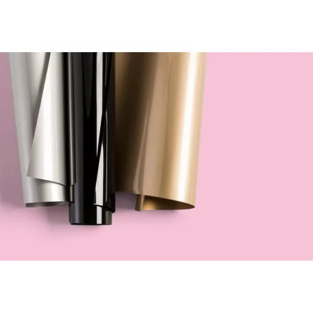 Cricut vasalható fólia készlet 30*30 cm - Arany, Ezüst és Fekete - Classics Sampler - Everyday Iron-On (3 ív)