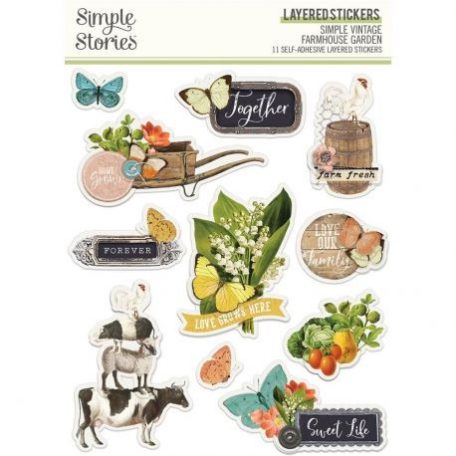 Matrica , Simple Stories Farmhouse Garden / Layered Stickers -  (1 ív)
