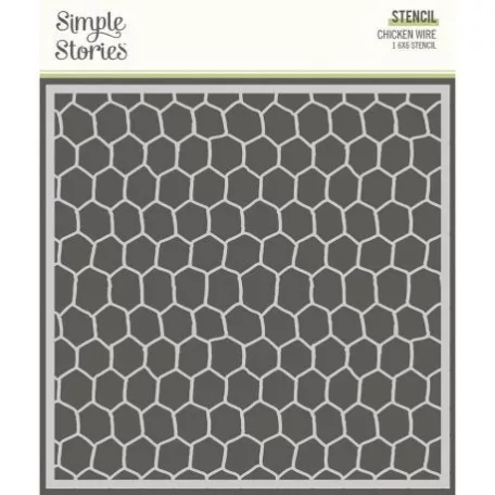 Stencil 6", Simple Stories Farmhouse Garden / Chicken Wire -  (1 db)