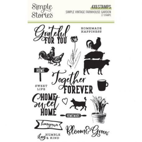 Szilikonbélyegző , Simple Stories Farmhouse Garden / Clear Stamps -  (1 csomag)