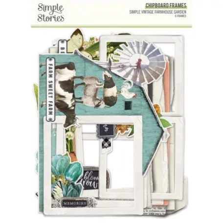Díszítőelem , Simple Stories Farmhouse Garden / Chipboard Frames -  (1 csomag)