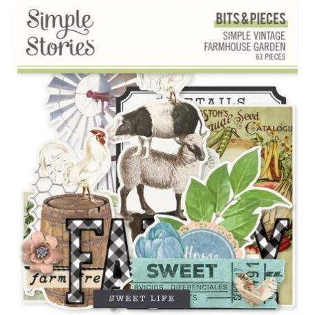 Papírmotívum / Kivágat , Simple Stories Farmhouse Garden / Bits & Pieces -  (1 csomag)