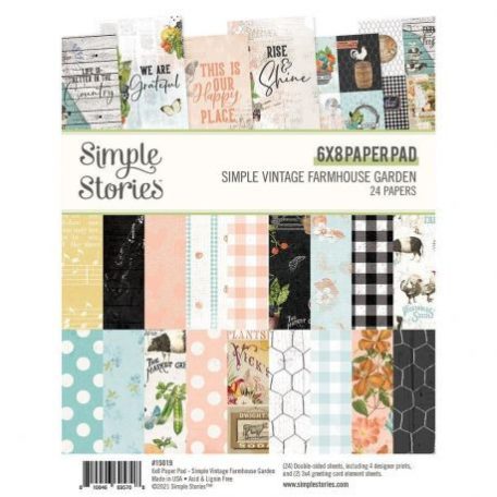 Papírkészlet 6"x8", Simple Stories Farmhouse Garden / Paper Pads - Kétoldalas (24 lap)