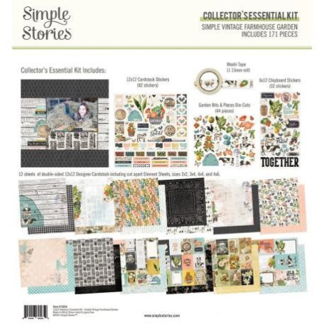 Papírkészlet 12", Simple Stories Farmhouse Garden / Collector's Essential Kit -  (1 csomag)