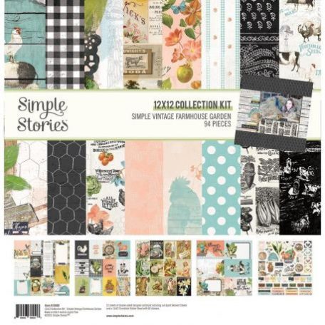 Papírkészlet 12", Simple Stories Farmhouse Garden / Collection Kit  -  (1 csomag)