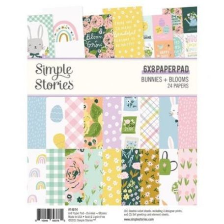 Papírkészlet 6"x8", Simple Stories Bunnies + Blooms / Paper Pads - Kétoldalas (24 lap)
